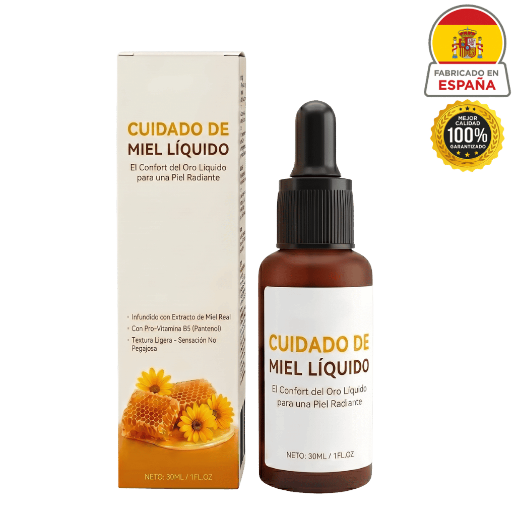 Cuidado de Miel Líquido, aceite facial para piel radiante y nutritiva, con miel real y pro-vitamina B5.