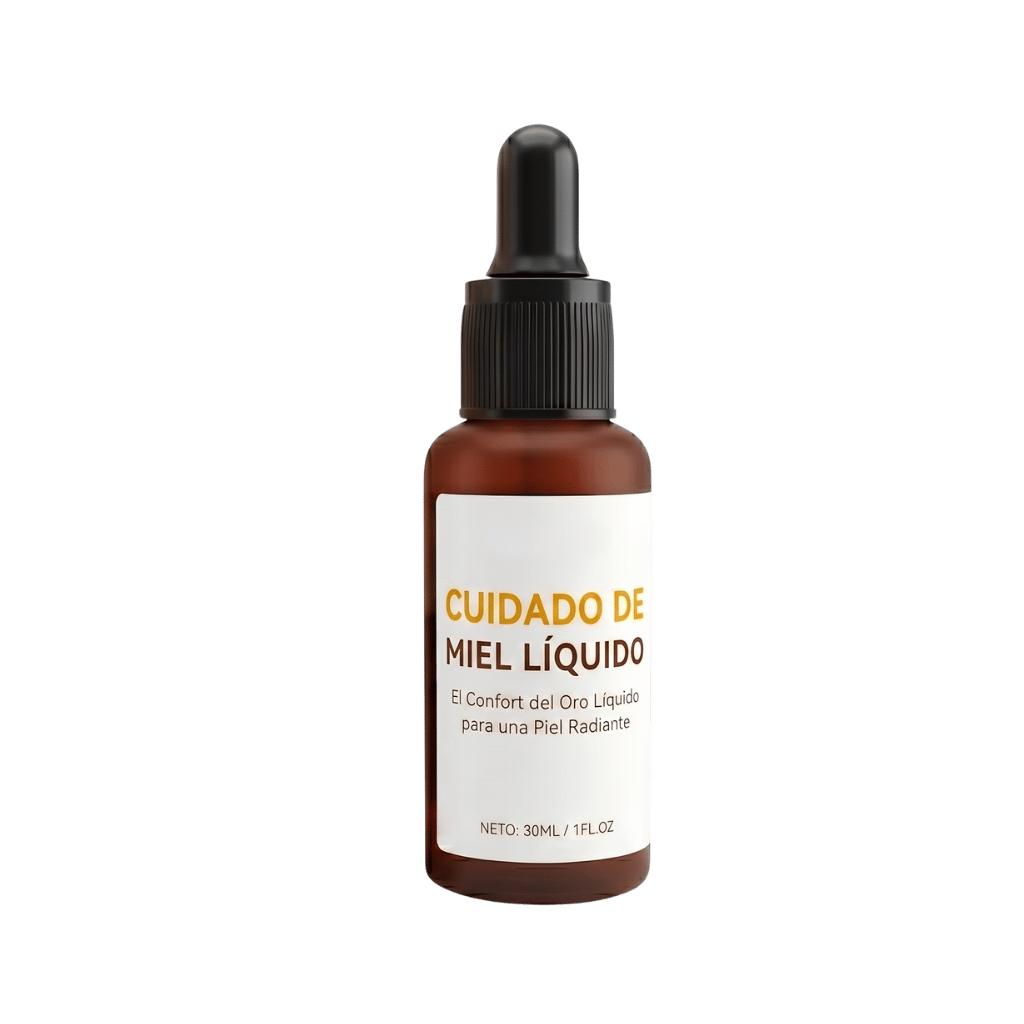 Cuidado de Miel Líquido en un frasco de vidrio, nutritivo para una piel radiante y suave.