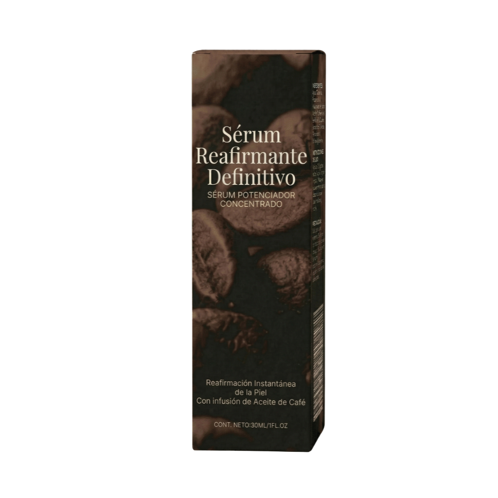 Sérum reafirmante definitivo en su envase, ideal para una piel suave y radiante con infusión de aceite de café.