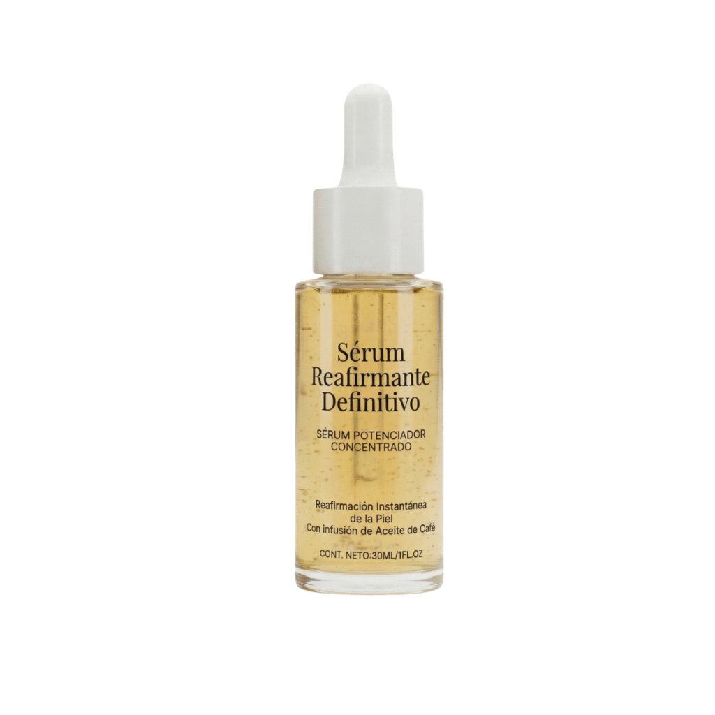 Sérum ultra reafirmante en frasco con gotero, ideal para piel suave y radiante con fórmula ligera.