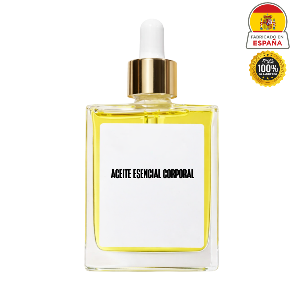 Frasco de Aceite esencial corporal con gotero, ideal para el cuidado diario de la piel.