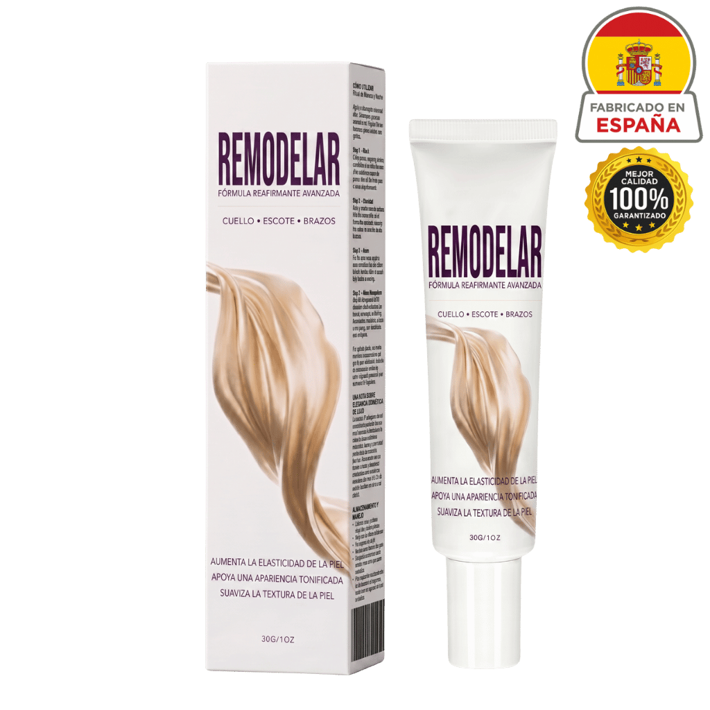 Crema reafirmante remodeladora en tubo con caja, textura suave para una piel más tonificada y definida.