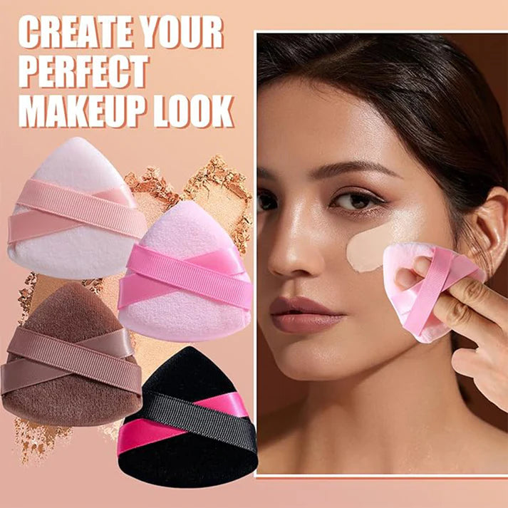 Set de Borlas Triangulares Ultra Suaves para un acabado de maquillaje perfecto y uniforme.
