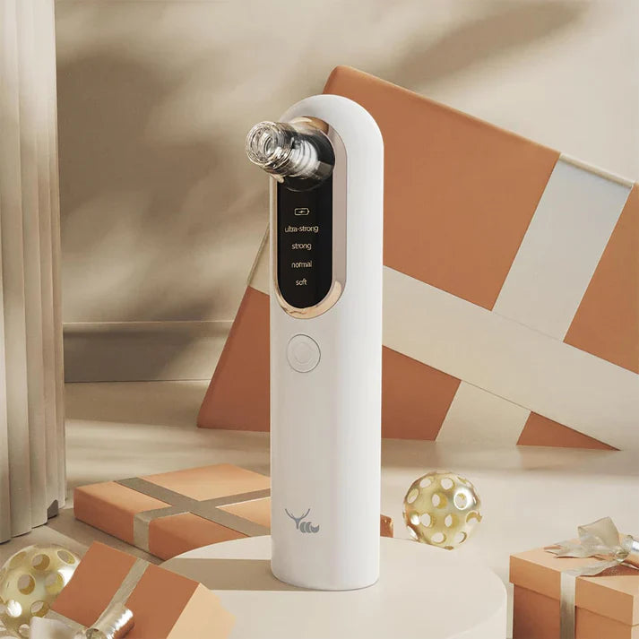 ClearSkin Pro Dispositivo de Limpieza Facial en un entorno festivo, diseño moderno y funcional.