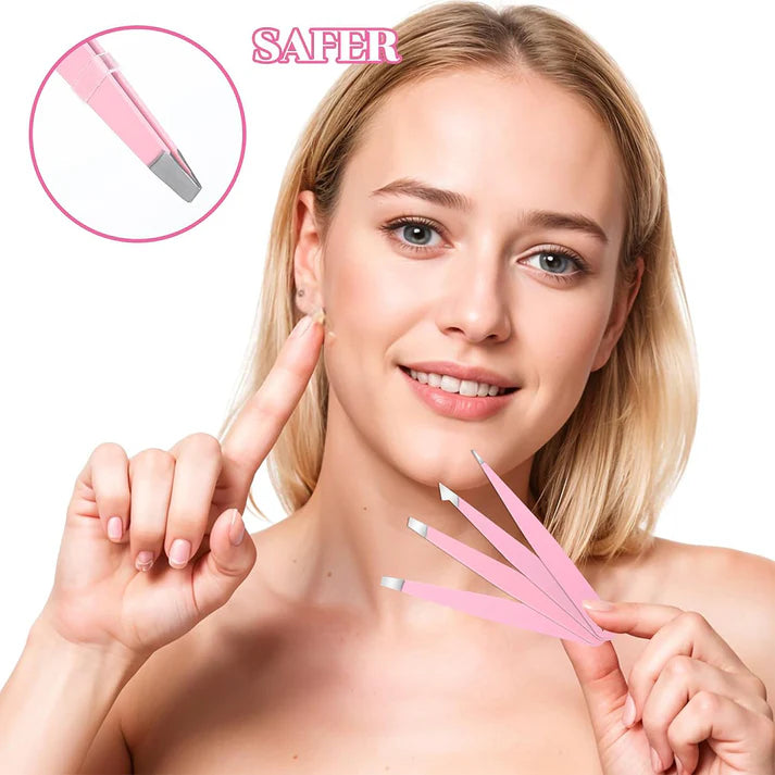 Set de Pinzas de Precisión para Cejas, ideal para dar forma y definir cejas con control.